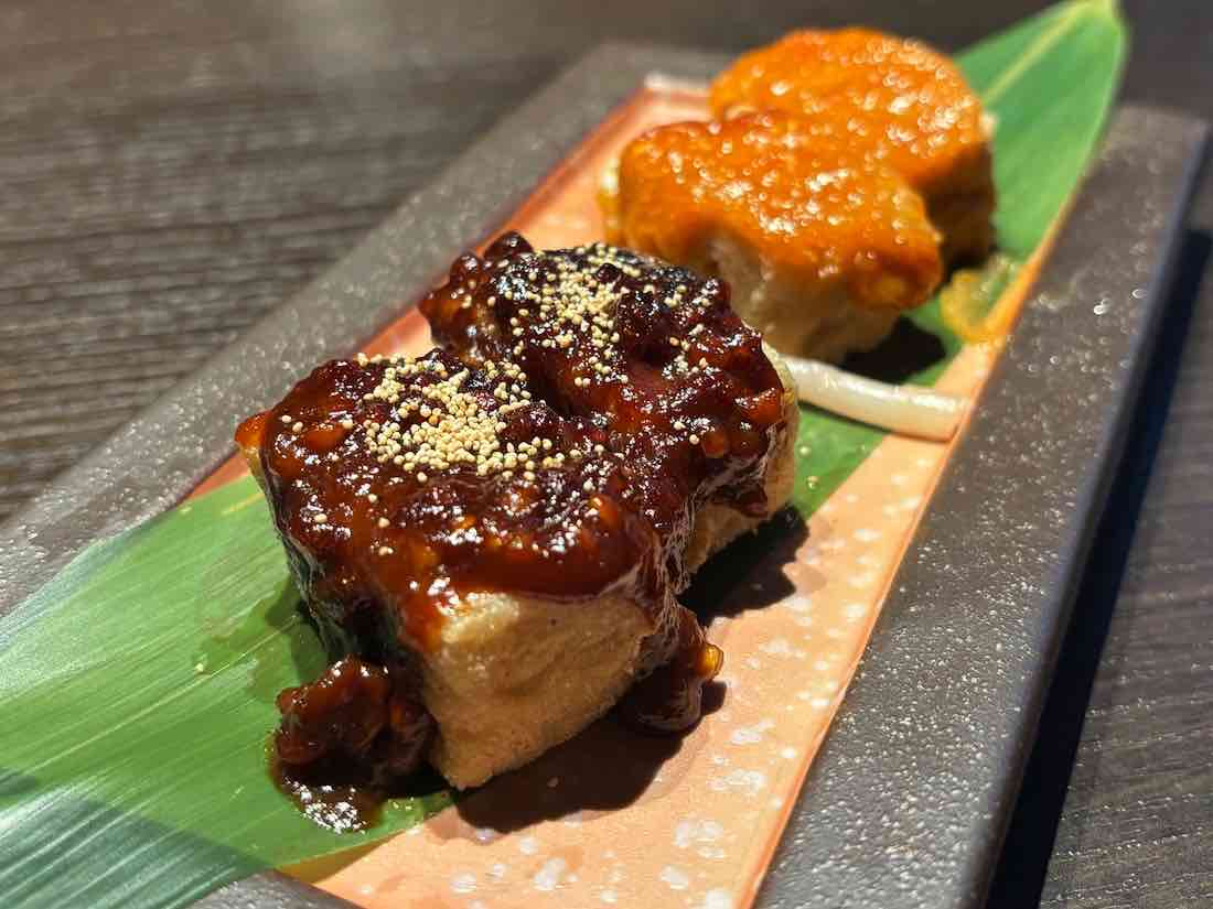 蕎麦生麩の二色田楽